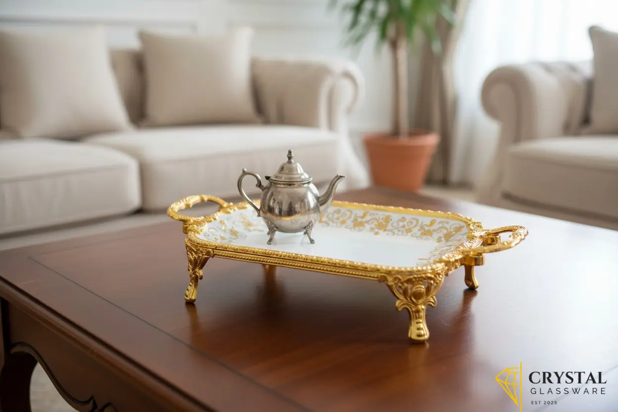 Rectangular Royal Gold Filigree Serving Platter 